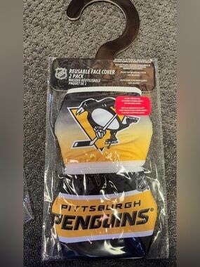 Pittsburgh Penguins Reusable Face Cover 2-Pack - Black & Gold New